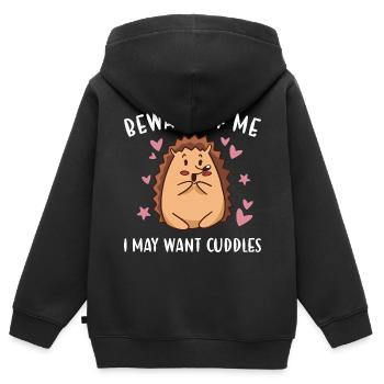Hedgie Beware Of My Hedgehog - Kids Premium Organic Zip-up Hoodie - black - Back - AI Model Kid Male (0cm)