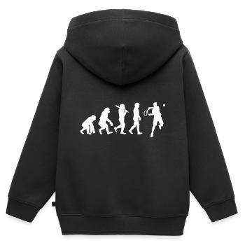 Entwicklung des Tennis - Kinder Premium Organic Zip Hoodie - Schwarz - Hinten - AI Model Kid Male (0cm)
