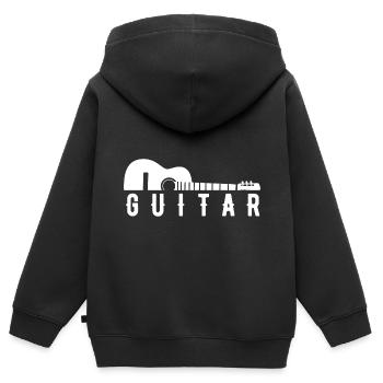 GITARRE AKUSTIK GITARRE - Kinder Premium Organic Zip Hoodie - Schwarz - Hinten - AI Model Kid Male (0cm)