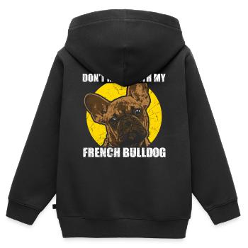 Bouledogue français bouledogue français - Sweat Premium à capuche zippé enfant bio - noir - Dos - AI Model Kid Male (0cm)