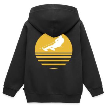 Ski Skiurlaub Gold - Kinder Premium Organic Zip Hoodie - Schwarz - Hinten - AI Model Kid Male (0cm)
