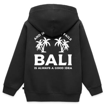 Palmier de Bali Palmier - Sweat Premium à capuche zippé enfant bio - noir - Dos - AI Model Kid Male (0cm)