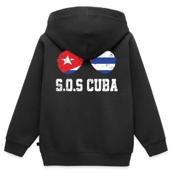 SOS Kuba Flagge Cuba Flagge befreit Cuba cubanisch - Kinder Premium Organic Zip Hoodie - Schwarz - Hinten - AI Model Kid Male (0cm)