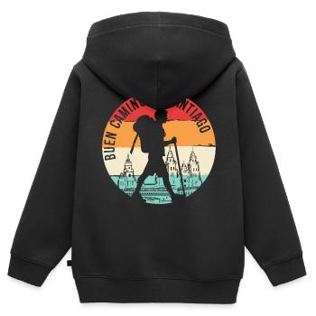 Buen Camino de Santiago - Kinder Premium Organic Zip Hoodie - Schwarz - Hinten - AI Model Kid Male (0cm)