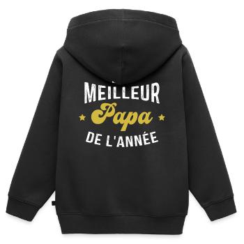 élu meilleur Papa de l'année - Sweat Premium à capuche zippé enfant bio - noir - Dos - AI Model Kid Male (0cm)