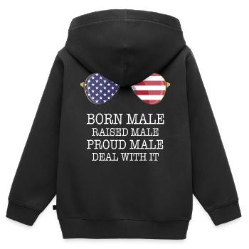 Homme né mâle élevé - Sweat Premium à capuche zippé enfant bio - noir - Dos - AI Model Kid Male (0cm)