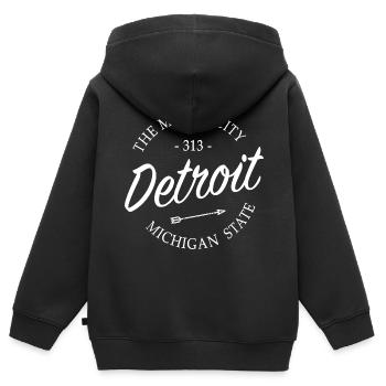 Detroit - Kinder Premium Organic Zip Hoodie - Schwarz - Hinten - AI Model Kid Male (0cm)