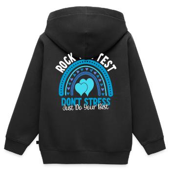 Rock the test - Kids Premium Organic Zip-up Hoodie - black - Back - AI Model Kid Male (0cm)