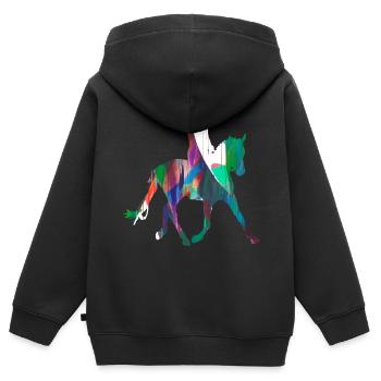 équitation,équitation,course,équitation,équitation - Sweat Premium à capuche zippé enfant bio - noir - Dos - AI Model Kid Male (0cm)