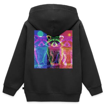 raccoon,graffiti,grey, watercolour,urban - Kids Premium Organic Zip-up Hoodie - black - Back - AI Model Kid Male (0cm)