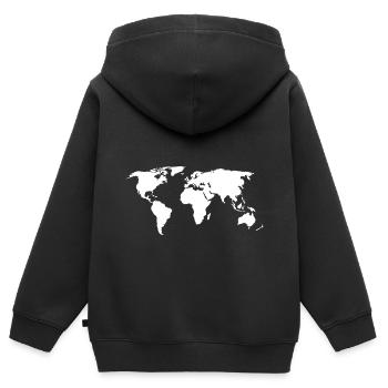 carte du monde carte du monde - Sweat Premium à capuche zippé enfant bio - noir - Dos - AI Model Kid Male (0cm)