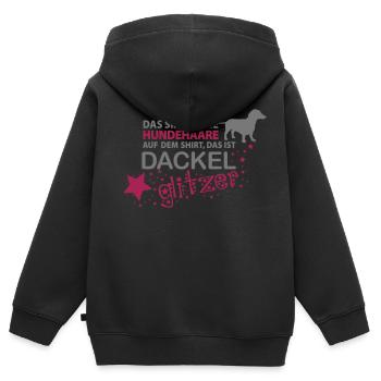 Dackel Glitzer - Kinder Premium Organic Zip Hoodie - Schwarz - Hinten - AI Model Kid Male (0cm)