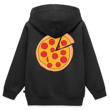 Pizza - Kinder Premium Organic Zip Hoodie - Schwarz - Hinten - AI Model Kid Male (0cm)