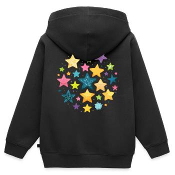 étoiles,étoile,étoiles colorées,illustration - Sweat Premium à capuche zippé enfant bio - noir - Dos - AI Model Kid Male (0cm)