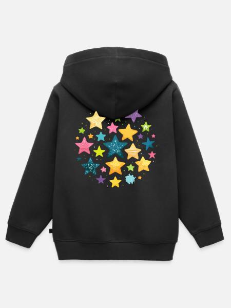 sterne,stern,bunte sterne,illustration - Kinder Premium Organic Zip Hoodie - Schwarz