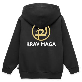 Krav Maga Mixed Martial Arts Selbstverteidigung - Kinder Premium Organic Zip Hoodie - Schwarz - Hinten - AI Model Kid Male (0cm)