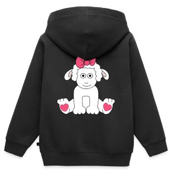 Schaf Zeichnung Herzen Ostern Kinder Baby Lamm - Kinder Premium Organic Zip Hoodie - Schwarz - Hinten - AI Model Kid Male (0cm)