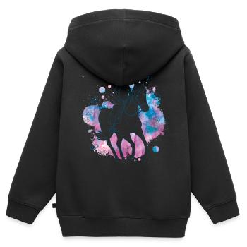 Bibi auf Sabrina Line Art Schmetterlinge - Kinder Premium Organic Zip Hoodie - Schwarz - Hinten - AI Model Kid Male (0cm)