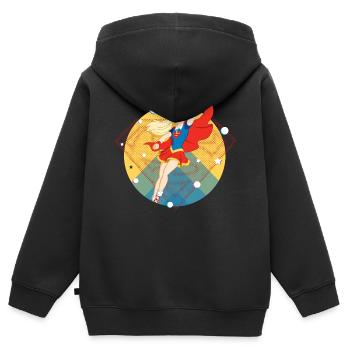 DC Super Hero Girls Supergirl - Kinder Premium Organic Zip Hoodie - Schwarz - Hinten - AI Model Kid Male (0cm)