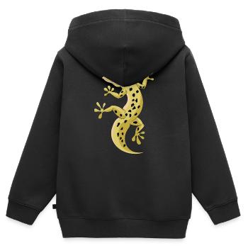 Gecko - Kinder Premium Organic Zip Hoodie - Schwarz - Hinten - AI Model Kid Male (0cm)