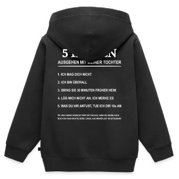 5 Regeln Ausgehen Mit Meiner Tochter - Kinder Premium Organic Zip Hoodie - Schwarz - Hinten - AI Model Kid Male (0cm)