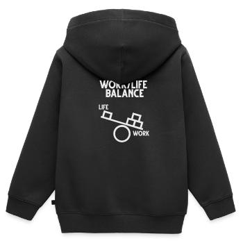 Pourquoi? Équilibre vie professionnelle-vie privée ... - Sweat Premium à capuche zippé enfant bio - noir - Dos - AI Model Kid Male (0cm)