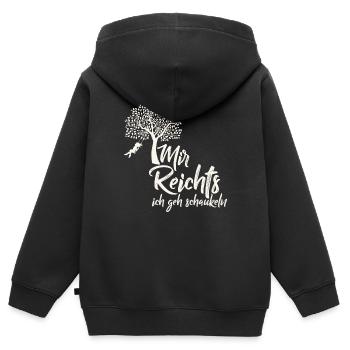 Arbre. Balançoire. En disant. - Sweat Premium à capuche zippé enfant bio - noir - Dos - AI Model Kid Male (0cm)