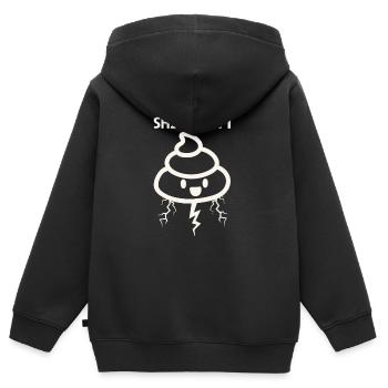 Tempête de merde - Sweat Premium à capuche zippé enfant bio - noir - Dos - AI Model Kid Male (0cm)