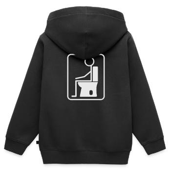 Klo, Toilette, Strichmännchen - Kinder Premium Organic Zip Hoodie - Schwarz - Hinten - AI Model Kid Male (0cm)