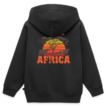 Afrique - Sweat Premium à capuche zippé enfant bio - noir - Dos - AI Model Kid Male (0cm)