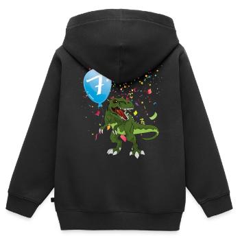 I'm 7 7th Dino Dinosaur Children's Birthday - Kids Premium Organic Zip-up Hoodie - black - Back - AI Model Kid Male (0cm)