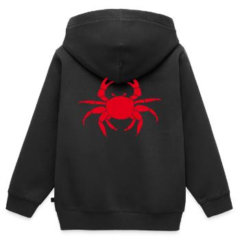 Krebs - Kinder Premium Organic Zip Hoodie - Schwarz - Hinten - AI Model Kid Male (0cm)