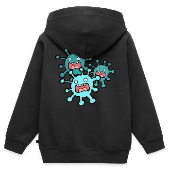 Suivi des virus - Sweat Premium à capuche zippé enfant bio - noir - Dos - AI Model Kid Male (0cm)