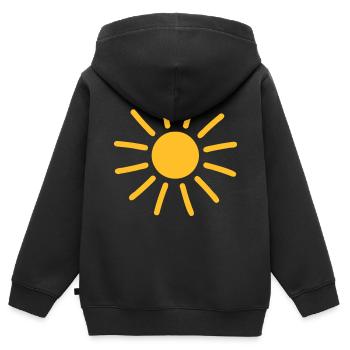 Soleil soleil sunshine soleil - Sweat Premium à capuche zippé enfant bio - noir - Dos - AI Model Kid Male (0cm)