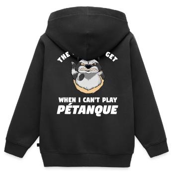 Funny petanque gift with raccoon - Kids Premium Organic Zip-up Hoodie - black - Back - AI Model Kid Male (0cm)