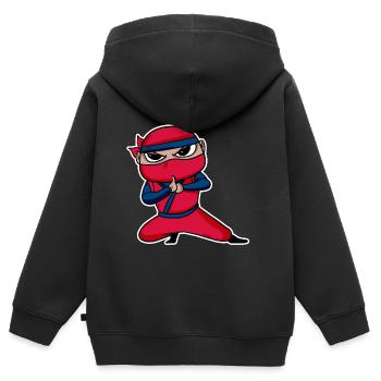 Ninja - Kinder Premium Organic Zip Hoodie - Schwarz - Hinten - AI Model Kid Male (0cm)