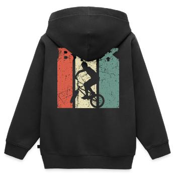 BMX Enfants Shirt Vintage Retro Hobby Vélo VTT - Sweat Premium à capuche zippé enfant bio - noir - Dos - AI Model Kid Male (0cm)