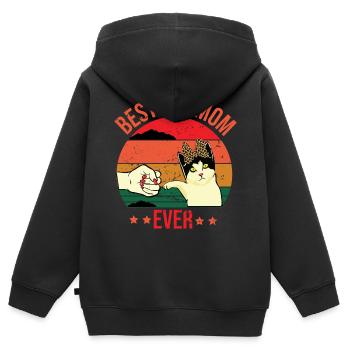 Best cat mom ever Design for a loving care mom - Sweat Premium à capuche zippé enfant bio - noir - Dos - AI Model Kid Male (0cm)