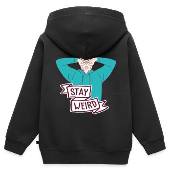 Stay Weird Sensibilisation autisme Différent TDAH - Sweat Premium à capuche zippé enfant bio - noir - Dos - AI Model Kid Male (0cm)