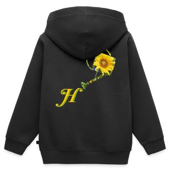 giesskanne h - Kinder Premium Organic Zip Hoodie - Schwarz - Hinten - AI Model Kid Male (0cm)