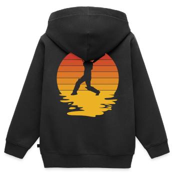 Cricketer CricketEr Cricket Match Cadeau - Sweat Premium à capuche zippé enfant bio - noir - Dos - AI Model Kid Male (0cm)