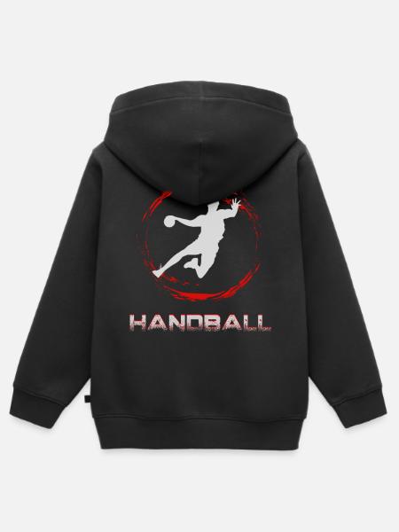 Handball - Premium børne zip-hættetrøje økologisk - sort