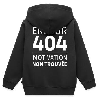 Erreur 404 motivation non trouvée humour cadeau - Sweat Premium à capuche zippé enfant bio - noir - Dos - AI Model Kid Male (0cm)