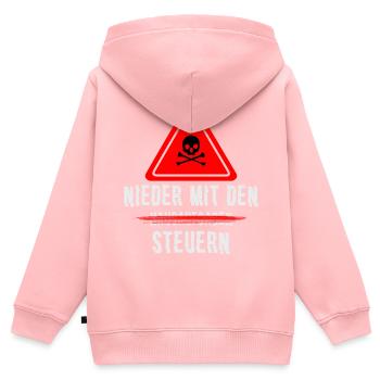 Nieder mit den Steuern - Kinder Premium Organic Zip Hoodie - Rosa - Hinten - AI Model Kid Female (0cm)
