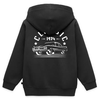 Classic 1974. - Kids Premium Organic Zip-up Hoodie - black - Back - AI Model Kid Male (0cm)
