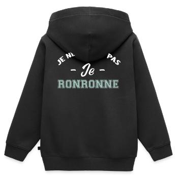 je ne ronfle pas je ronronne - Sweat Premium à capuche zippé enfant bio - noir - Dos - AI Model Kid Male (0cm)