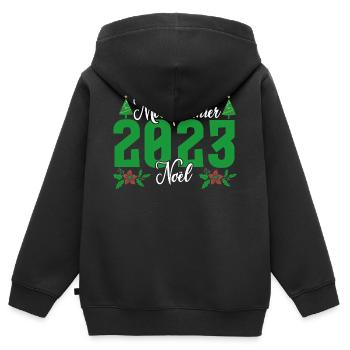 Mon Premier Noel 2023 - Sweat Premium à capuche zippé enfant bio - noir - Dos - AI Model Kid Male (0cm)