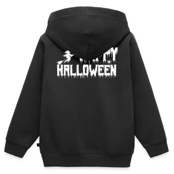 Fröhliches Halloween. Fröhliches Halloween. - Kinder Premium Organic Zip Hoodie - Schwarz - Hinten - AI Model Kid Male (0cm)