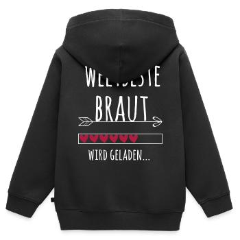 Zukünftige Braut Hochzeit Junggesellenabschied - Kinder Premium Organic Zip Hoodie - Schwarz - Hinten - AI Model Kid Male (0cm)