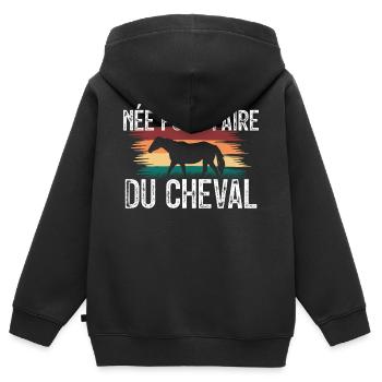 amoureuse des chevaux - cadeau Cavelier. - Sweat Premium à capuche zippé enfant bio - noir - Dos - AI Model Kid Male (0cm)